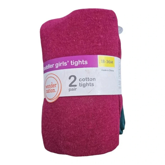 18-36 M Toddler Pink and Green Tights set of 2. - Picture 1 of 5